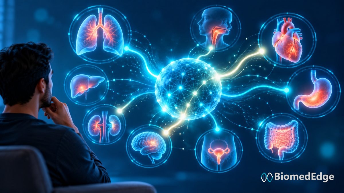 Illustration: a conversational AI keeps a working list of possible diagnoses and updates it as the patient answers.