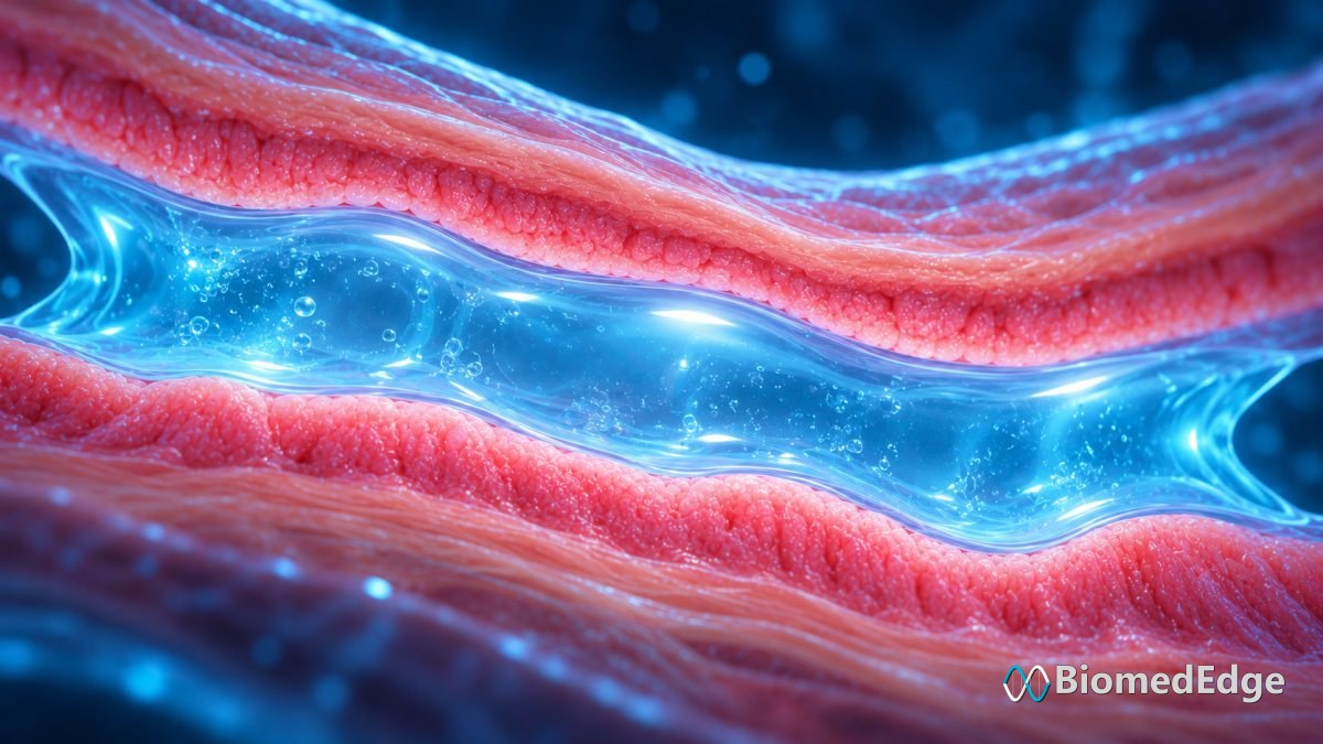 Illustration: a gel spacer keeps healing surfaces apart; Juveena then liquefies and drains away after about two to three weeks.